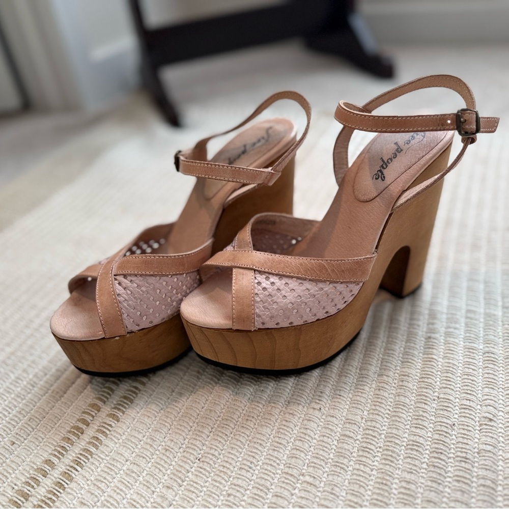 Free People Tan Platform Heels